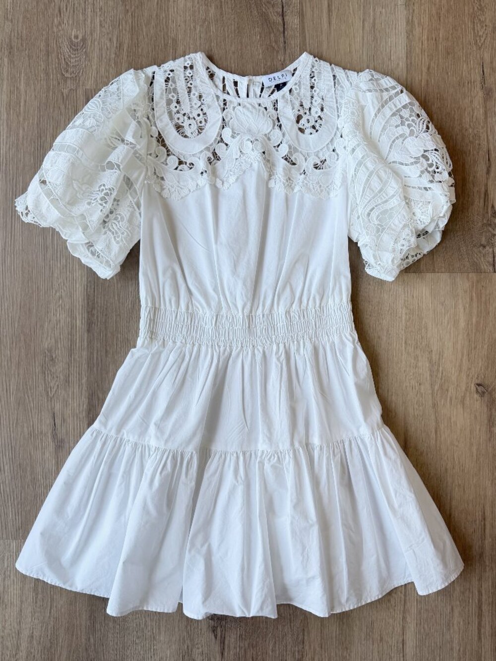 White Lace-Trim Mini Dress